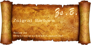 Zsigrai Barbara névjegykártya